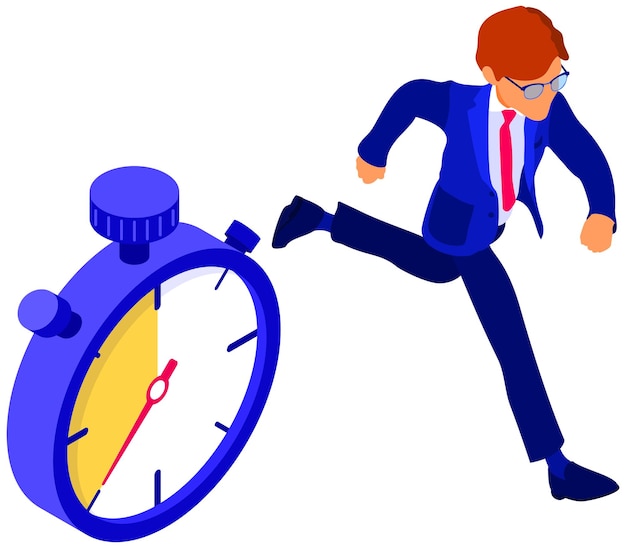 Planificación gestión del tiempo con cronómetro reloj y reloj de arena empresario