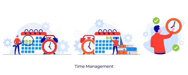 Planificación Gestión del tiempo Establecimiento de tareas prioritarias Hombre comprobando eventos en el calendario