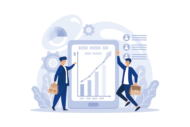 Planificación de la inversión empresarial en concepto de gráfico de informe de monitor