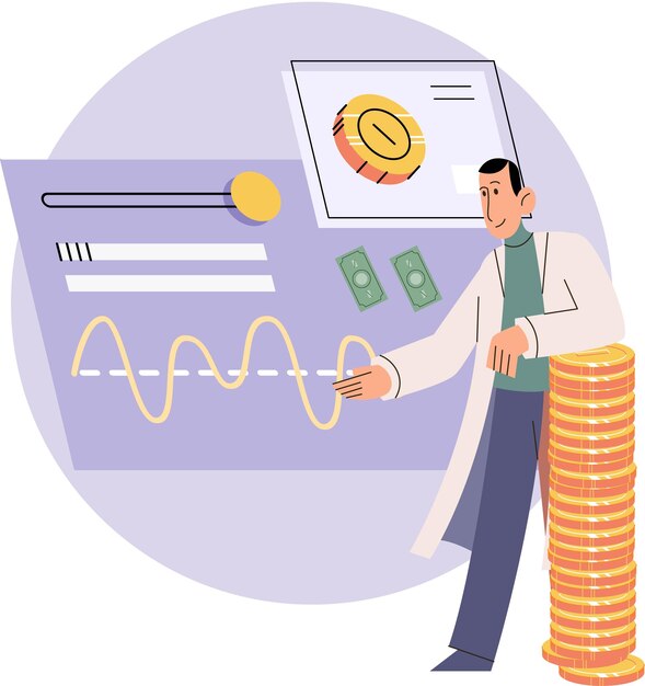 Planificación del presupuesto financiero El hombre analiza las estadísticas financieras en el gráfico que administra sus finanzas personales, anota los ingresos y los gastos, el dinero, el crecimiento del capital, el sistema de inversión, el desarrollo empresarial.