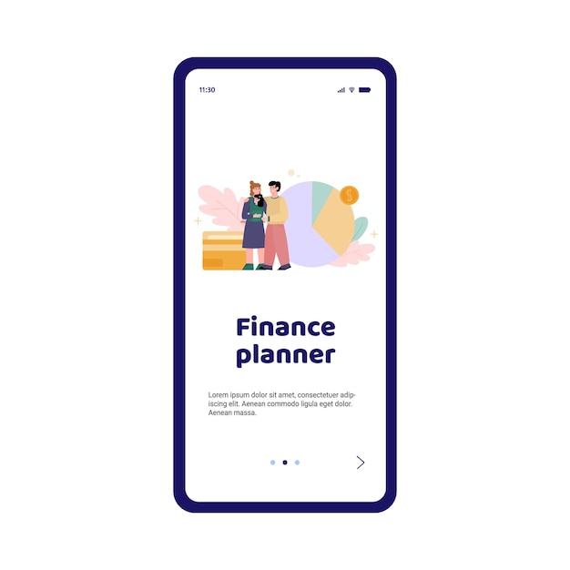 Planificador de aplicaciones para teléfonos inteligentes del presupuesto financiero familiar una ilustración vectorial