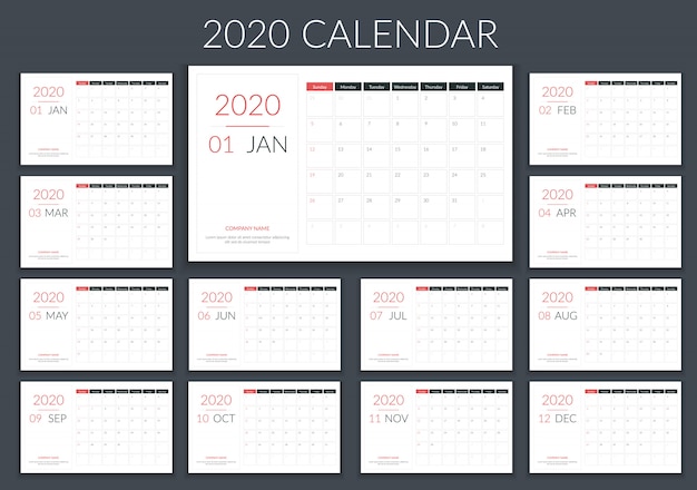 Planificador del calendario 2020