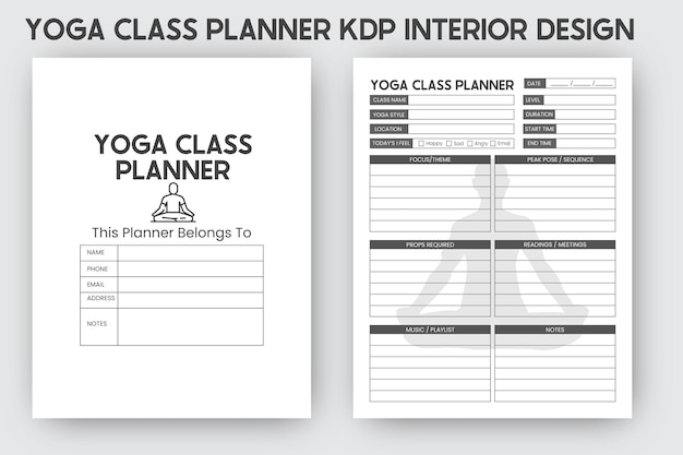 Planificador de clases de yoga 2023-2024 Diseños de interiores KDP