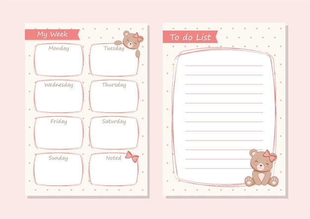 Planificador diario cute she-bear