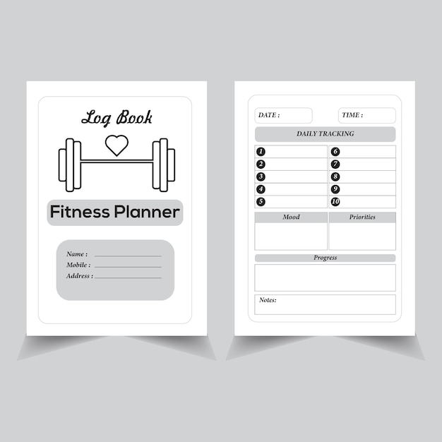 planificador de fitness rastreador de ejercicios planificador diario Vector