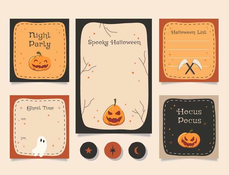 Planificador con gráfico lindo del tema de halloween de la ilustración para el diario, la etiqueta engomada y el libro de recuerdos.