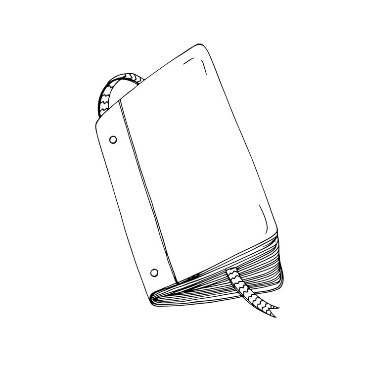 Vector planificador libro de notas de papel diario de negocios cuaderno de dibujos del diario de notas con contornos con marcador de cinta ilustración vectorial dibujada a mano aislada sobre fondo blanco