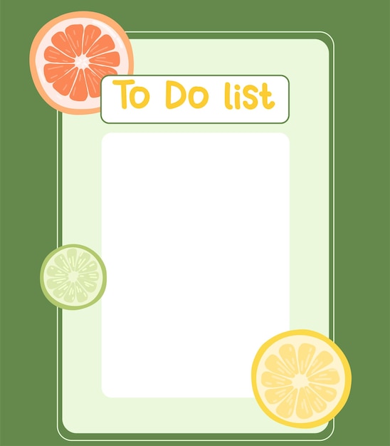 Planificador y lista de tareas con ilustraciones de frutas plantilla para planificadores de agenda, listas de verificación, blocs de notas, tarjetas y otros artículos de papelería