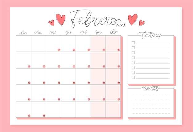 Planificador Mensual Febrero