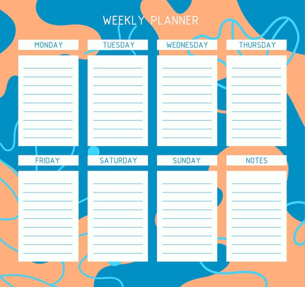 Un planificador para la organización semanal del tiempo con un fondo abstracto
