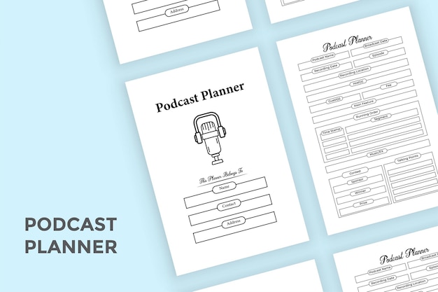 Planificador de podcasts libro de registro interior de kdp cuaderno de información de la estación de radio y plantilla de seguimiento de invitados libro de registro interior de kdp planificador de podcasts y seguimiento de actividad diaria interior de kdp