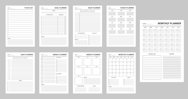 Vector planificador de semana mensual de trabajo y educación.