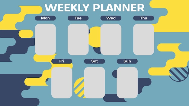 Vector planificador semanal azul amarillo