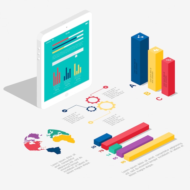 Plano 3d infografía isométrica para sus presentaciones de negocios.