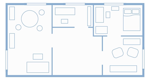 Vector plano de la casa esquema del apartamento plano del interior de la habitación