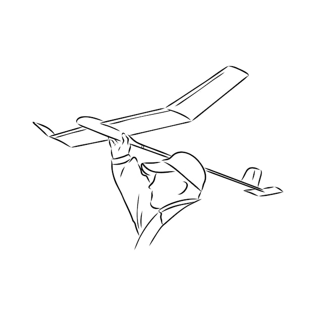 Plano, dibujo, en, fondo blanco, avión, modelo, deportes, vector, bosquejo