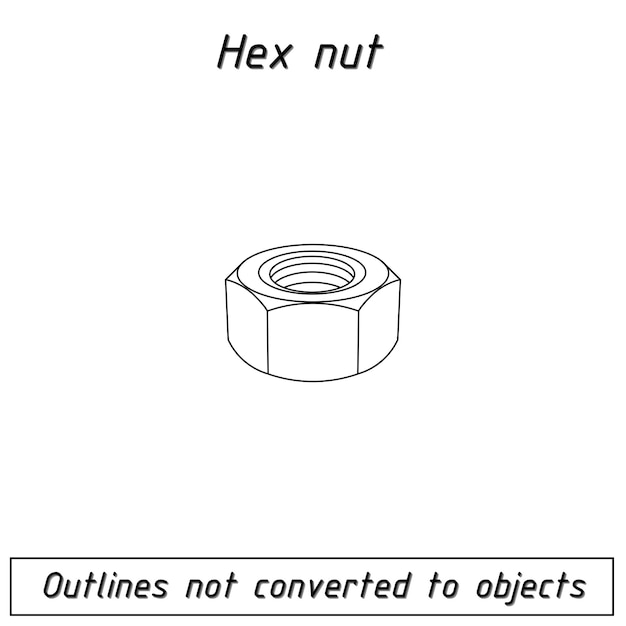 Plano de esquema de sujetador de tuerca hexagonal