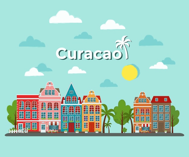 Vector plano de la isla de curazao