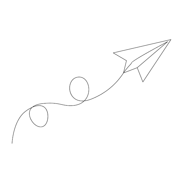Plano de papel vectorial una línea de arte ilustración inicio y libertad diseño de trazo editable mínimo