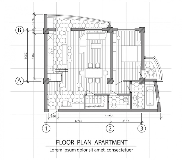 Plano de planta de un apartamento moderno