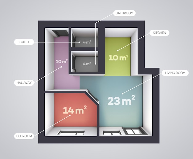 Vector plano de planta de color arquitectónico.