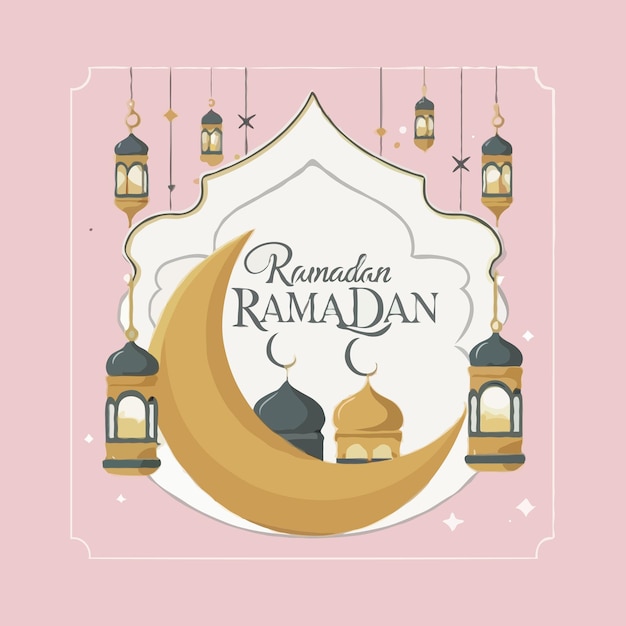 Plano ramadan kareem fondo decorativo diseño de tarjeta de felicitación ilustración