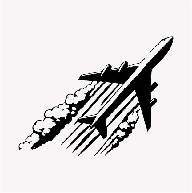 plano de silueta de escritura en el cielo Dibujo sobre un fondo blanco