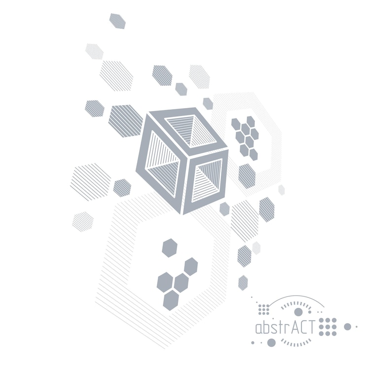 Vector plano técnico, anteproyecto de ingeniería abstracta para uso en diseño gráfico y web. dibujo vectorial del sistema industrial creado con hexágonos, líneas y círculos.