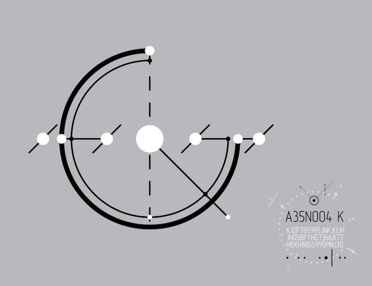 Vector plano técnico, anteproyecto de ingeniería abstracta para uso en diseño gráfico y web. dibujo vectorial del sistema industrial creado con líneas y círculos. ilustración gráfica artística.