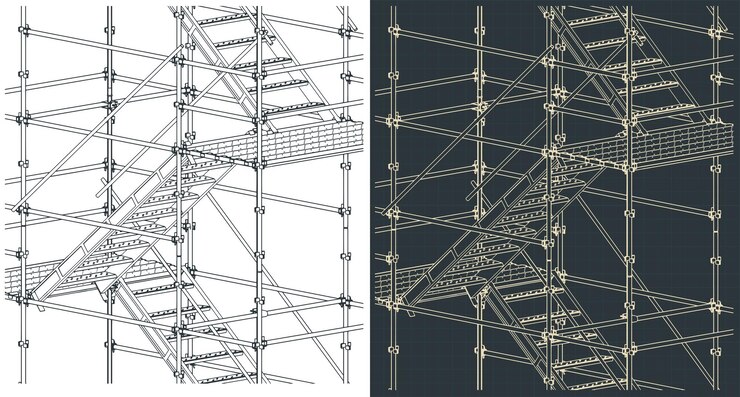 Vector los planos de los andamios