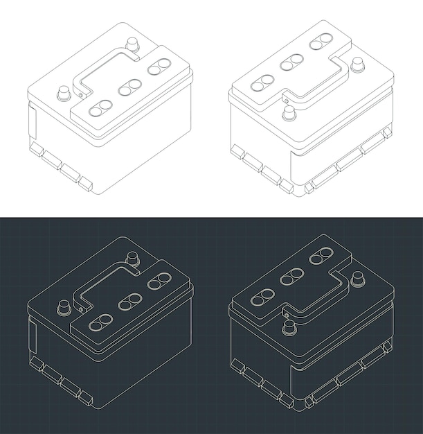 planos isométricos de las baterías de automóviles