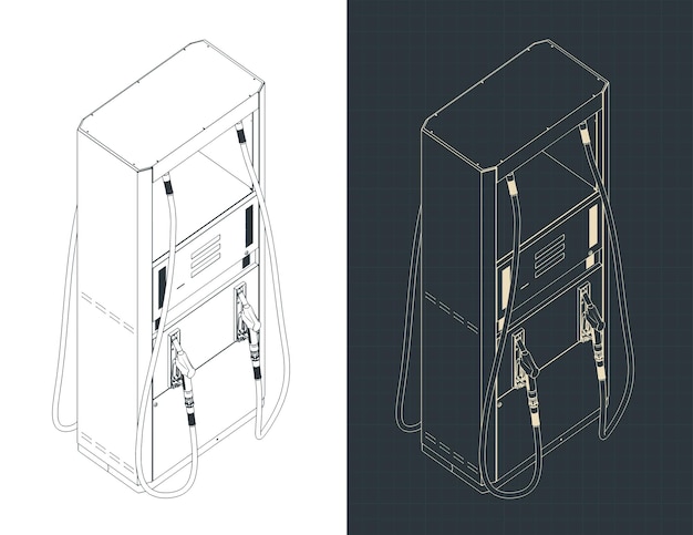 Los planos isométricos del dispensador de combustible