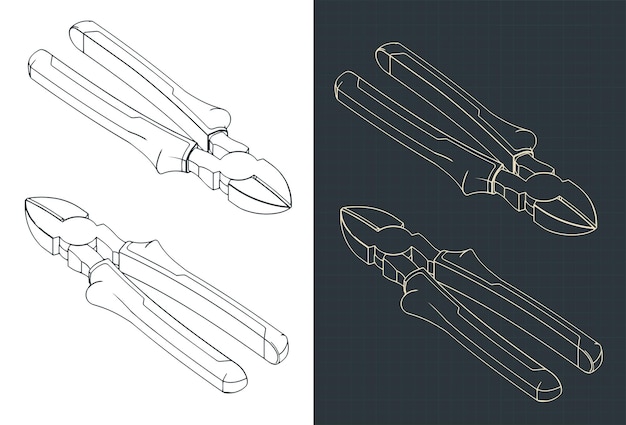 Los planos isométricos de las pinzas diagonales
