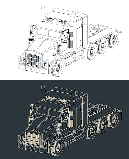 Los planos isométricos de los tractores de camiones