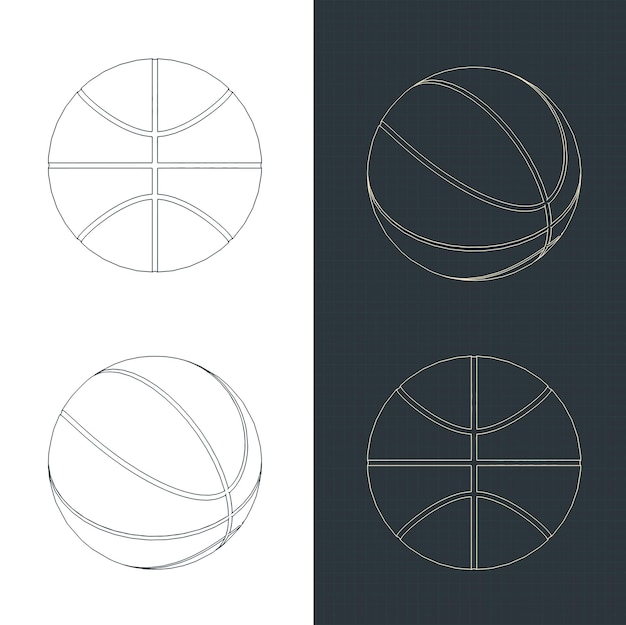 Los planos de las pelotas de baloncesto