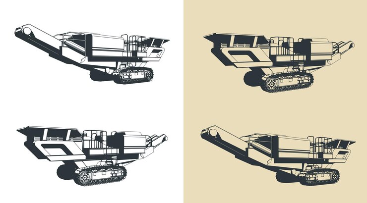 Vector los planos de la trituradora móvil de rastreadores