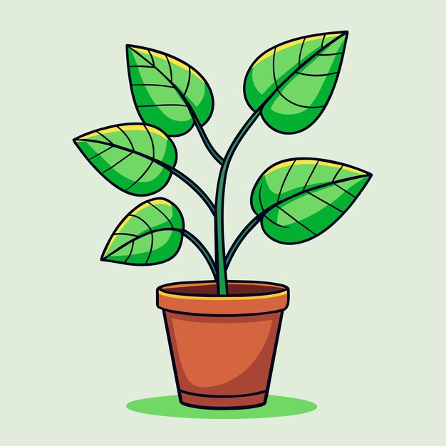 Vector plant in clay pot vector illustration