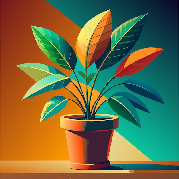 Vector a plant in a pot vector illustration