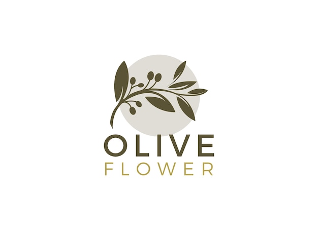 planta de aceite de oliva a base de hierbas naturales, diseño de logotipo de flor de hoja de olivo