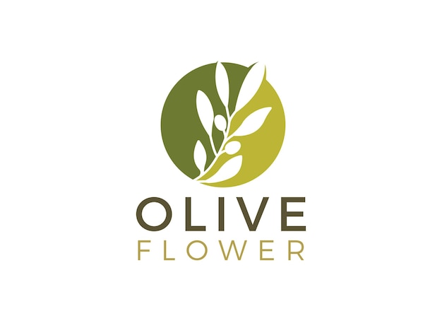 Planta de aceite de oliva a base de hierbas naturales, diseño de logotipo de flor de hoja de olivo