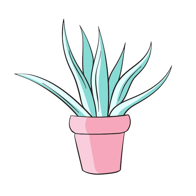 Planta de agave azul en una maceta ilustración vectorial plana Aloe vera verde suculento crecimiento Planta de interior decoración interior natural Ilustración vectorial de dibujos animados aislada en un fondo blanco