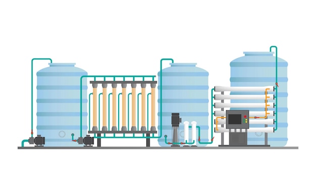 Vector planta de agua potable, tratamiento de agua