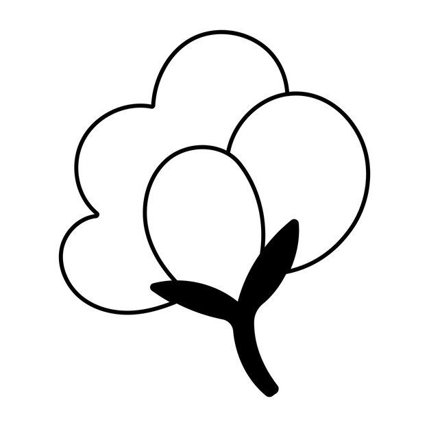 Planta de algodón cómodo icono de higiene femenina ilustración vectorial en blanco y negro