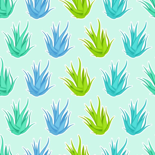 Planta de aloe vera multicolor con un patrón sin costuras