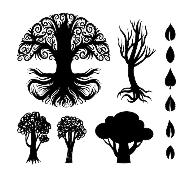 Planta de árbol y hojas de signo o símbolo