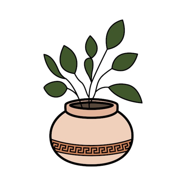 Planta bohemia en el diseño de pegatinas vectoriales de macetas