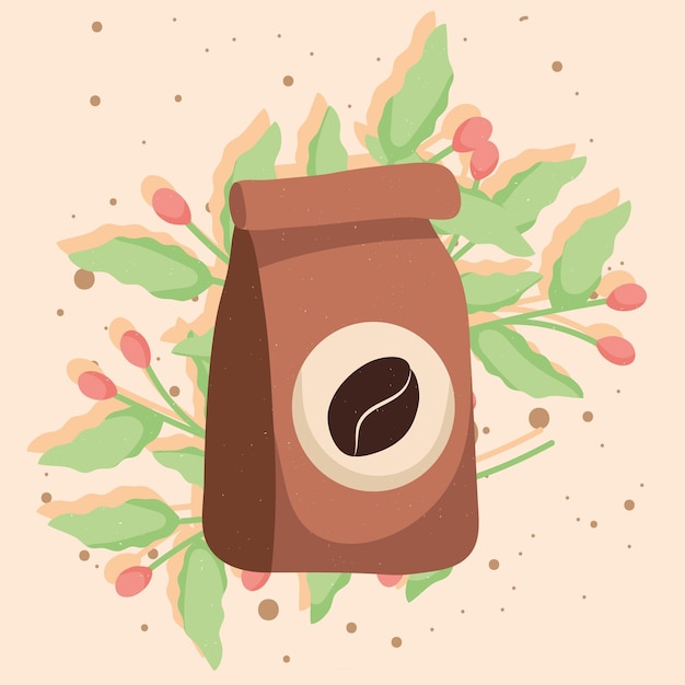 Planta y bolsa de café