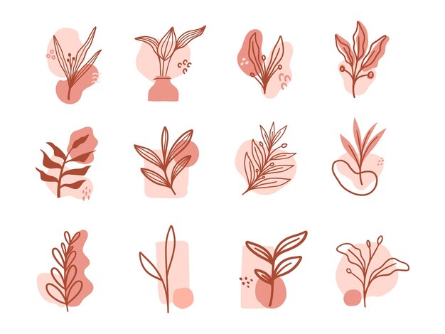 Planta botánica abstracta Formas orgánicas fluidas Papel tapiz de arte de línea de forma moderna Ilustración vectorial