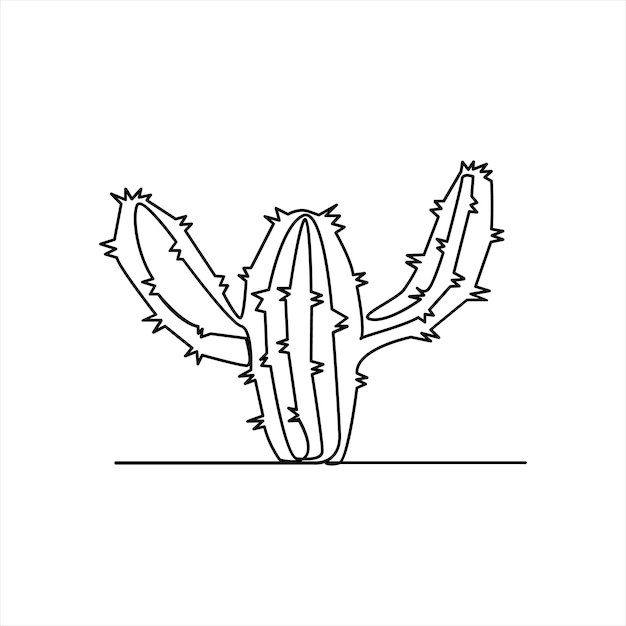Planta de cactus continua de una línea de arte Ilustración vectorial aislada en fondo blanco dibujo simple