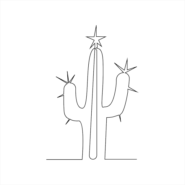Planta de cactus continua de una línea de arte Ilustración vectorial aislada en fondo blanco dibujo simple